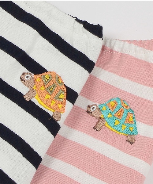 kladskap（クレードスコープ）の「ポケットからアニマルボーダー長袖ワンピース（ワンピース・キッズ・ピンク/オフホワイト・100cm/90cm/110cm/120cm/80ｃｍ）」の12枚目の写真