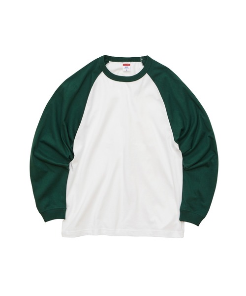 United Athle(ユナイテッドアスレ)の「United Athle/5.6オンス ラグラン ロングスリーブ Tシャツ(1.6インチリブ)(Tシャツ/カットソー・メンズ・ホワイト×ブラック/ホワイト×グリーン/ホワイト×レッド/ホワイト×ネイビー・MEDIUM/LARGE/X-LARGE)」の1枚目の写真