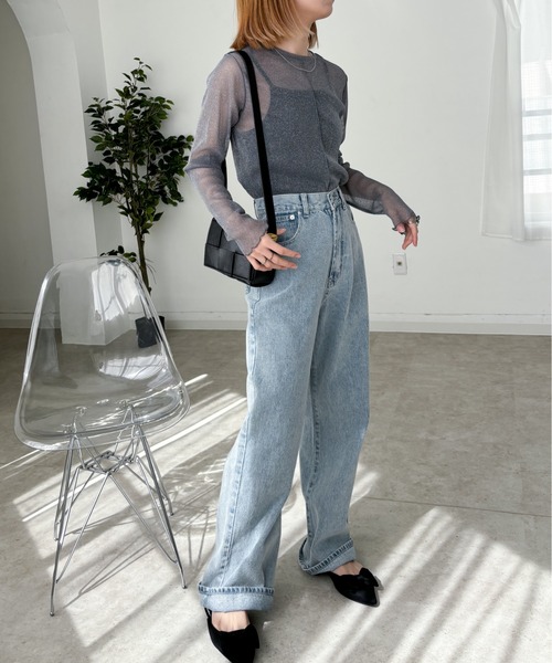 EPIMI E'PIMMY（エピミエピミー）の「アウトリンキンラメシアープルオーバー（Tシャツ/カットソー・レディース・オリーブ/ブラック/グレー/オフホワイト・MEDIUM）」の7枚目の写真