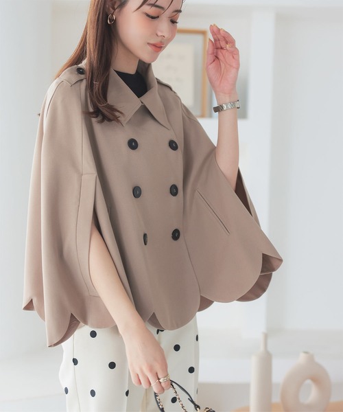 スカラップデザインケープトレンチコート（トレンチコート