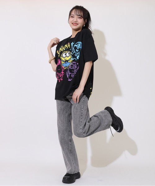 MINIONS（ミニオンズ）の「親子お揃い ミニオン ラクガキ ネオン Tシャツ 9295A（Tシャツ/カットソー・レディース・ブラック・L/M/S）」の11枚目の写真