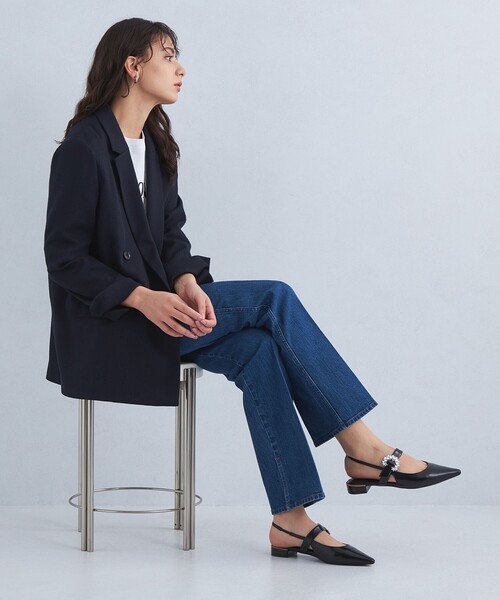 green label relaxing（グリーンレーベルリラクシング）の「ポインテッド ビジュー バックストラップ シューズ（1.5cmヒール）（パンプス・レディース・シルバー/ブラック/ベージュ・24.5cm/24cm/23.5cm/23cm）」の4枚目の写真