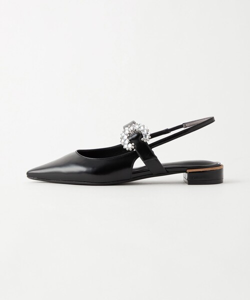green label relaxing（グリーンレーベルリラクシング）の「ポインテッド ビジュー バックストラップ シューズ（1.5cmヒール）（パンプス・レディース・シルバー/ブラック/ベージュ・24.5cm/24cm/23.5cm/23cm）」の6枚目の写真