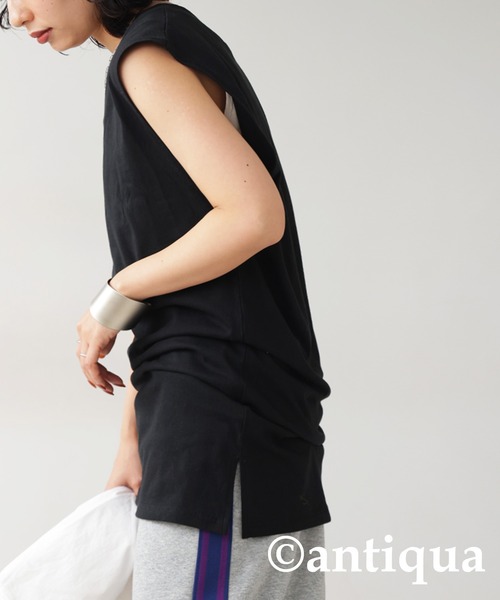 antiqua（アンティカ）の「配色ステッチタンクトップ（タンクトップ・レディース・ブラウン系その他/ホワイト×ホワイト/ブラック×パープル/ブラック×ブラック/グリーン系その他/ホワイト×ネイビー・LXL/ML）」の18枚目の写真