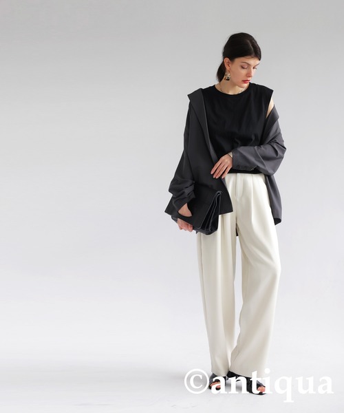 antiqua（アンティカ）の「配色ステッチタンクトップ（タンクトップ・レディース・ブラウン系その他/ホワイト×ホワイト/ブラック×パープル/ブラック×ブラック/グリーン系その他/ホワイト×ネイビー・LXL/ML）」の16枚目の写真