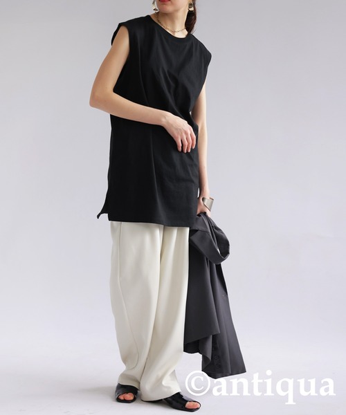 antiqua（アンティカ）の「配色ステッチタンクトップ（タンクトップ・レディース・ブラウン系その他/ホワイト×ホワイト/ブラック×パープル/ブラック×ブラック/グリーン系その他/ホワイト×ネイビー・LXL/ML）」の13枚目の写真