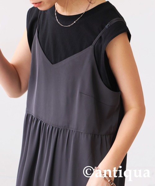 antiqua（アンティカ）の「配色ステッチタンクトップ（タンクトップ・レディース・ブラウン系その他/ホワイト×ホワイト/ブラック×パープル/ブラック×ブラック/グリーン系その他/ホワイト×ネイビー・LXL/ML）」の20枚目の写真