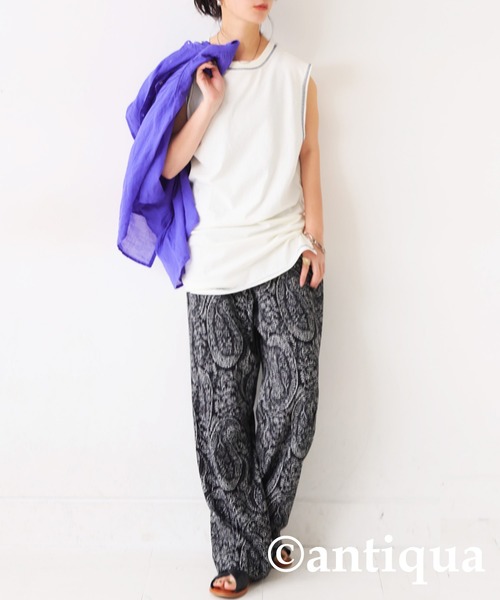 antiqua（アンティカ）の「配色ステッチタンクトップ（タンクトップ・レディース・ブラウン系その他/ホワイト×ホワイト/ブラック×パープル/ブラック×ブラック/グリーン系その他/ホワイト×ネイビー・LXL/ML）」の12枚目の写真