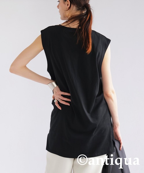 antiqua（アンティカ）の「配色ステッチタンクトップ（タンクトップ・レディース・ブラウン系その他/ホワイト×ホワイト/ブラック×パープル/ブラック×ブラック/グリーン系その他/ホワイト×ネイビー・LXL/ML）」の14枚目の写真