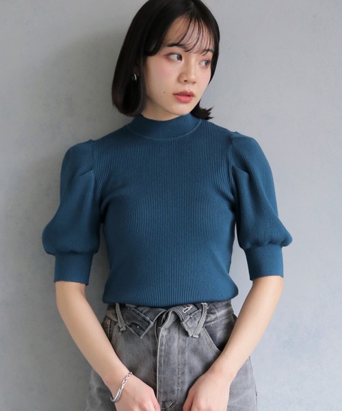cheriella(シェリエラ)の「【cheriella】ベーシックサマーニット2(ニット/セーター・レディース・チャコールグレー/アイボリー/ブラック/ブルーグリーン・M)」の4枚目の写真