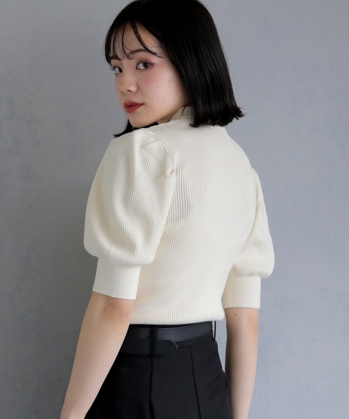 sheller シェリエ　プリーツレイヤードサマーニット sheller シェリエプリーツレイヤードサマーニット