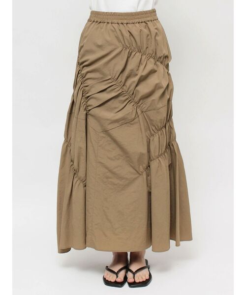 Ungrid（アングリッド）の「ランダムギャザースカート（スカート・レディース・アイボリー/チャコールグレー/ベージュ・FREE）」の4枚目の写真