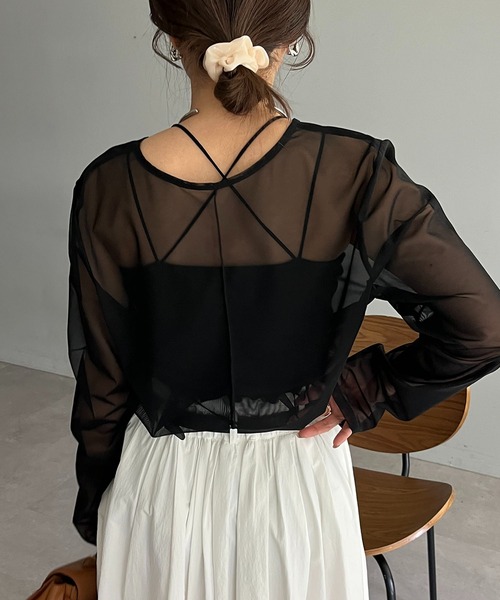 CAPRICIEUX LE'MAGE（カプリシューレマージュ）の「シアーロンT（Tシャツ/カットソー・レディース・ブラック/ホワイト・FREE）」の20枚目の写真