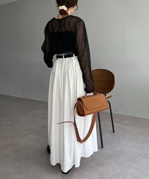 CAPRICIEUX LE'MAGE（カプリシューレマージュ）の「シアーロンT（Tシャツ/カットソー・レディース・ブラック/ホワイト・FREE）」の6枚目の写真