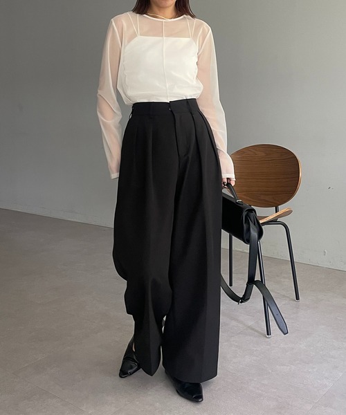 CAPRICIEUX LE'MAGE（カプリシューレマージュ）の「シアーロンT（Tシャツ/カットソー・レディース・ブラック/ホワイト・FREE）」の13枚目の写真