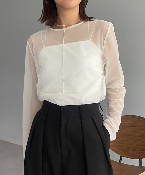 CAPRICIEUX LE'MAGE（カプリシューレマージュ）の「シアーロンT（Tシャツ/カットソー・レディース・ブラック/ホワイト・FREE）」の14枚目の写真