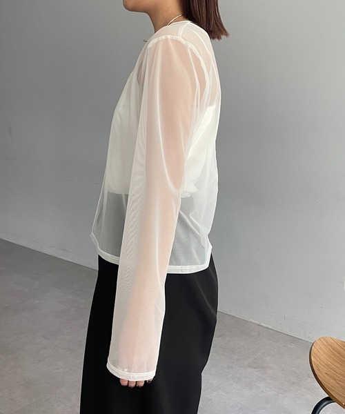 CAPRICIEUX LE'MAGE（カプリシューレマージュ）の「シアーロンT（Tシャツ/カットソー・レディース・ブラック/ホワイト・FREE）」の8枚目の写真