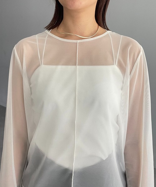 CAPRICIEUX LE'MAGE（カプリシューレマージュ）の「シアーロンT（Tシャツ/カットソー・レディース・ブラック/ホワイト・FREE）」の10枚目の写真