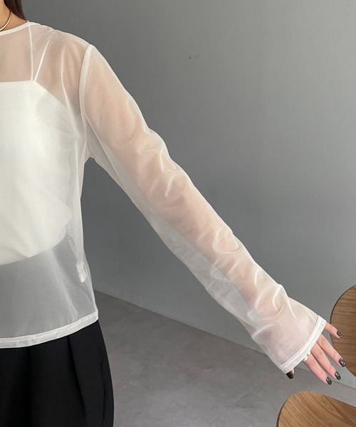 CAPRICIEUX LE'MAGE（カプリシューレマージュ）の「シアーロンT（Tシャツ/カットソー・レディース・ブラック/ホワイト・FREE）」の11枚目の写真