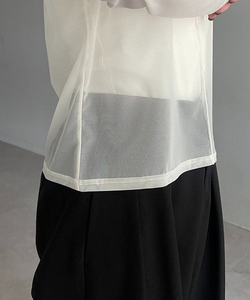 CAPRICIEUX LE'MAGE（カプリシューレマージュ）の「シアーロンT（Tシャツ/カットソー・レディース・ブラック/ホワイト・FREE）」の12枚目の写真