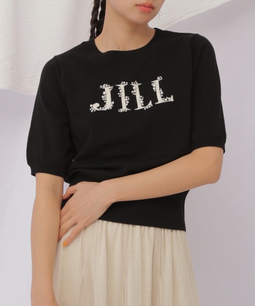 JILL by JILL STUART(ジルバイジルスチュアート)の「◇半袖ロゴジャガードビジューニット(ニット/セーター・レディース・ホワイト系その他/ピンク/ブルー/ブラック・FREE)」の2枚目の写真