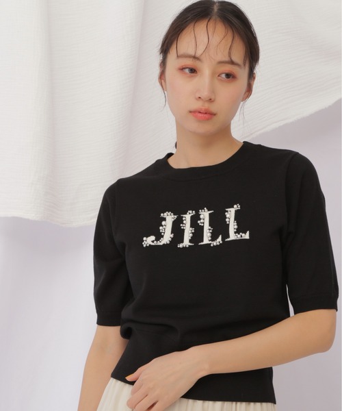 JILL by JILLSTUART - ジルバイ ジルスチュアート ロゴジャガードビジューニット　ブラック　フリー★新品 ロゴジャガードビジューニット（ニット/セーター）｜JILL by
