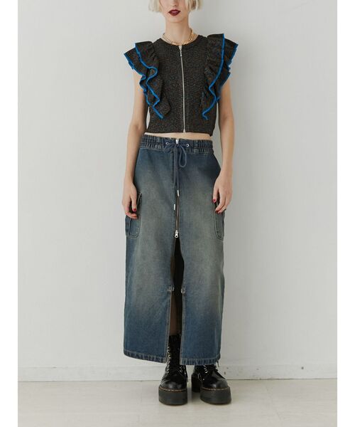 jouetie（ジュエティ）の「ZIPフリルラメニット（ニット/セーター・レディース・ブラック/レッド/ピンク/アイボリー・MEDIUM）」の10枚目の写真