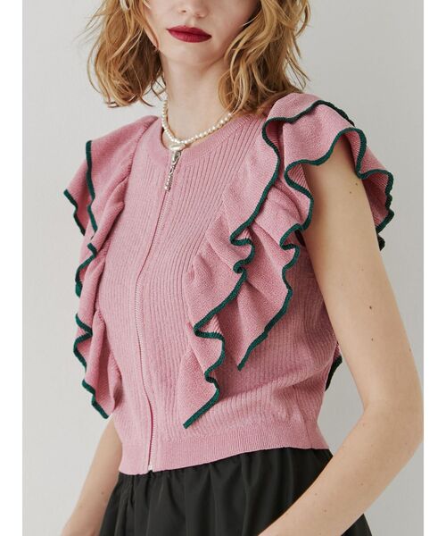 jouetie（ジュエティ）の「ZIPフリルラメニット（ニット/セーター・レディース・ブラック/レッド/ピンク/アイボリー・MEDIUM）」の18枚目の写真