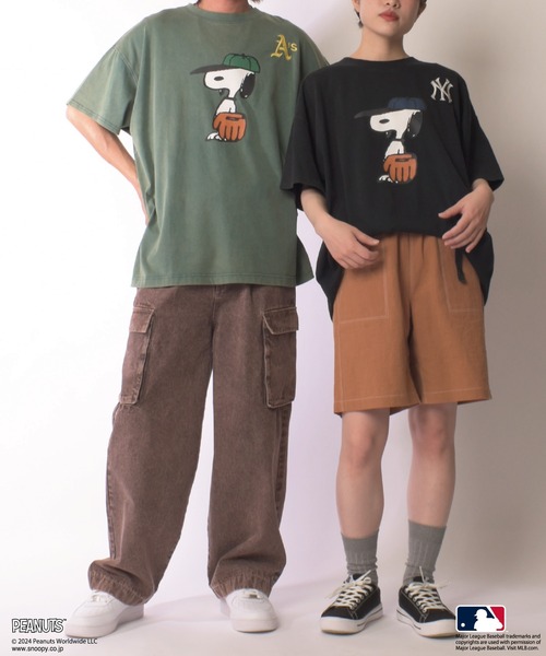DOUBLE NAME(ダブルネーム)の「【再入荷】MLB×PEANUTSコラボ BIGTEE/ドジャース・ヤンキース・アスレチックス/ユニセックス(Tシャツ/カットソー・レディース・ブラック/ブルー/グリーン・FREE)」の21枚目の写真