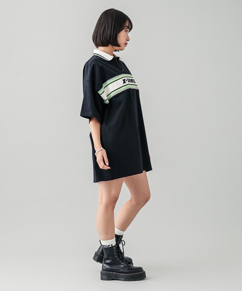 【セール】STRIPE AND LOGO LOGO OVERSIZED POLO DRESS（ワンピース）｜X-girl（エックスガール） mdprevattcaulkingandwaterproofing.com