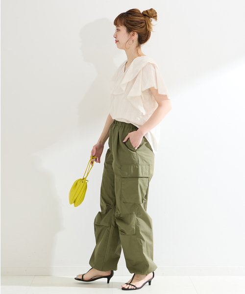 B.C STOCK（ベーセーストック）の「モールストライプフリルブラウス（シャツ/ブラウス・レディース・ブラック/オレンジ/イエロー/ホワイト・FREE）」の14枚目の写真