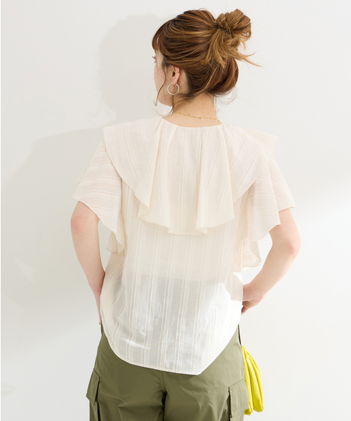 B.C STOCK（ベーセーストック）の「モールストライプフリルブラウス（シャツ/ブラウス・レディース・ブラック/オレンジ/イエロー/ホワイト・FREE）」の21枚目の写真