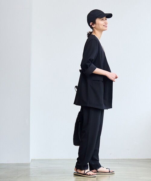 coen（コーエン）の「§【RONEL】ジョーゼットノーカラージャケット(セットアップ対応可能)（ノーカラージャケット・レディース・ネイビー/ブラック/ライトグレー・S/M/L）」の10枚目の写真