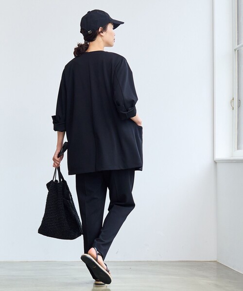 coen（コーエン）の「§【RONEL】ジョーゼットノーカラージャケット(セットアップ対応可能)（ノーカラージャケット・レディース・ネイビー/ブラック/ライトグレー・S/M/L）」の11枚目の写真