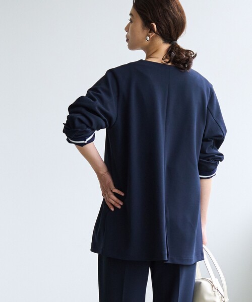 coen（コーエン）の「§【RONEL】ジョーゼットノーカラージャケット(セットアップ対応可能)（ノーカラージャケット・レディース・ネイビー/ブラック/ライトグレー・S/M/L）」の20枚目の写真