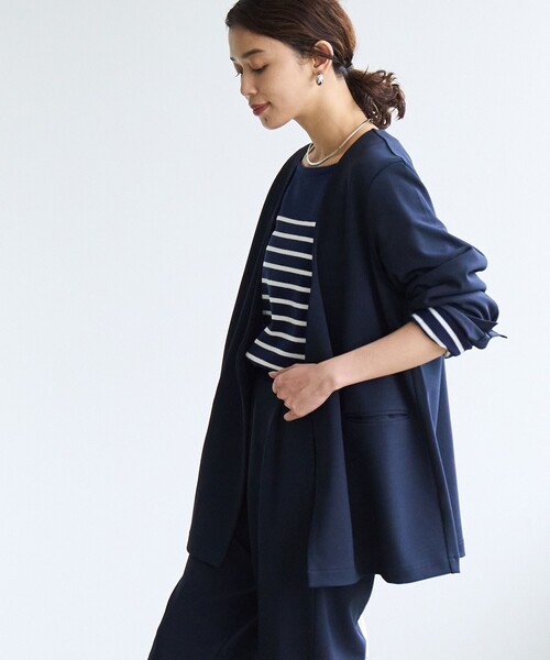 coen（コーエン）の「§【RONEL】ジョーゼットノーカラージャケット(セットアップ対応可能)（ノーカラージャケット・レディース・ネイビー/ブラック/ライトグレー・S/M/L）」の21枚目の写真