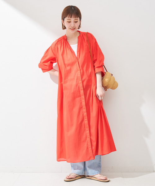 B.C STOCK(ベーセーストック)の「ギャザーバックボリュームワンピ(ワンピース・レディース・オレンジ系その他/ブラック/ライトグリーン・FREE)」の8枚目の写真