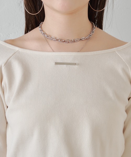 Chico（チコ）の「【2way】5分袖ピグメントオフショルリブT（Tシャツ/カットソー・レディース・ホワイト/ピンク/ブラック/グレー・FREE）」の10枚目の写真