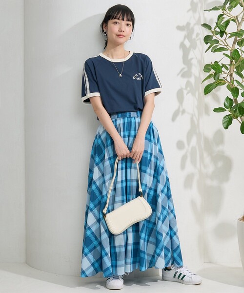 FREAK'S STORE(フリークスストア)の「レースライン リンガーTシャツ(Tシャツ/カットソー・レディース・オフホワイト/チャコールグレー/ネイビー/イエロー・フリ-)」の9枚目の写真