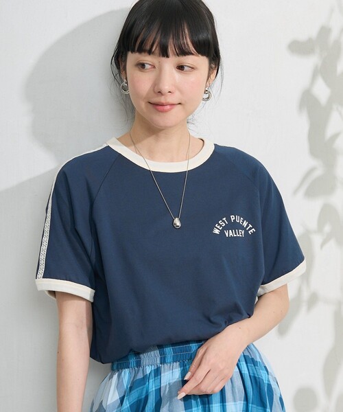 FREAK'S STORE(フリークスストア)の「レースライン リンガーTシャツ(Tシャツ/カットソー・レディース・オフホワイト/チャコールグレー/ネイビー/イエロー・フリ-)」の12枚目の写真