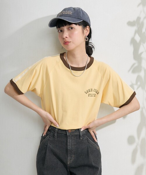 FREAK'S STORE(フリークスストア)の「レースライン リンガーTシャツ(Tシャツ/カットソー・レディース・オフホワイト/チャコールグレー/ネイビー/イエロー・フリ-)」の18枚目の写真