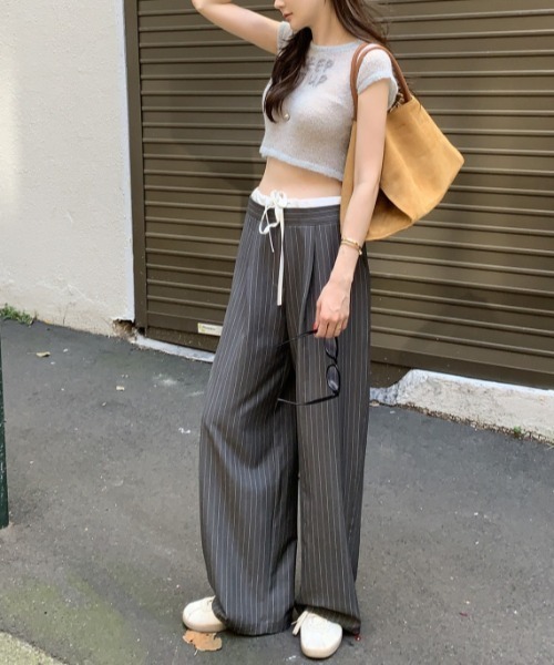 Mela（メラ）の「STRIPE TROUSERS（スラックス・レディース・グレー/ネイビー・S/M/L）」の5枚目の写真