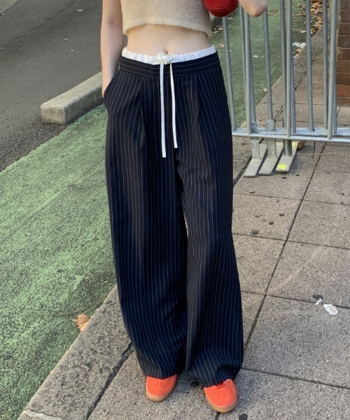 Mela（メラ）の「STRIPE TROUSERS（スラックス・レディース・グレー/ネイビー・S/M/L）」の16枚目の写真
