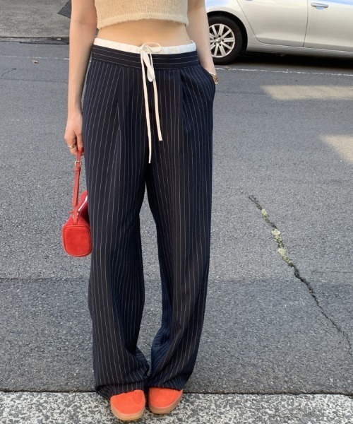 Mela（メラ）の「STRIPE TROUSERS（スラックス・レディース・グレー/ネイビー・S/M/L）」の12枚目の写真
