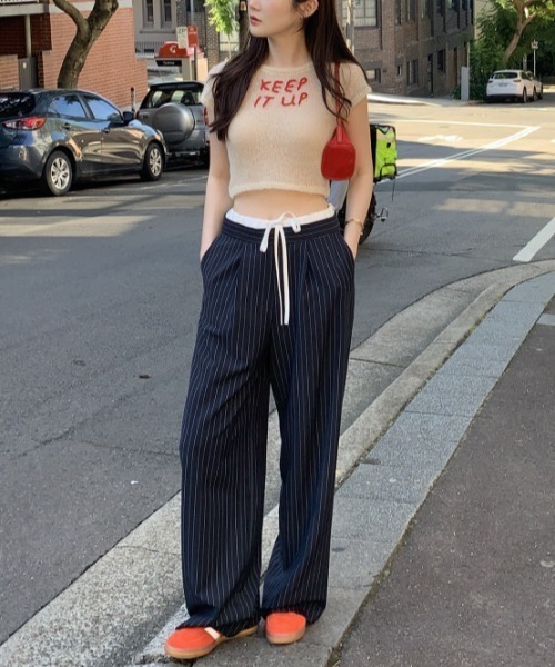 Mela（メラ）の「STRIPE TROUSERS（スラックス・レディース・グレー/ネイビー・S/M/L）」の11枚目の写真