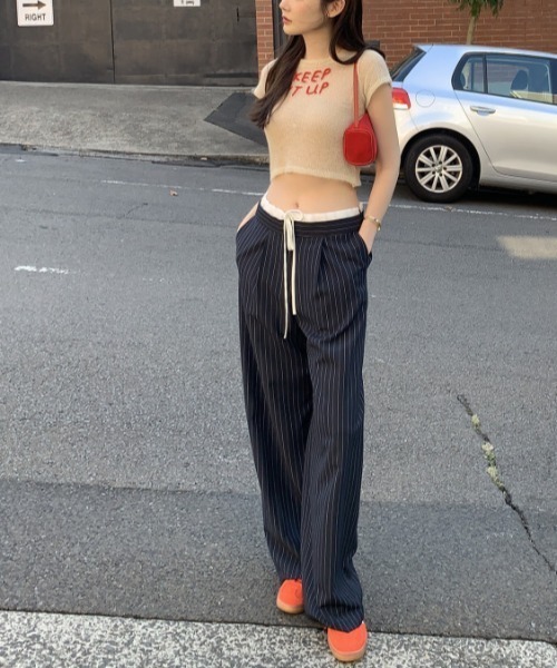 Mela（メラ）の「STRIPE TROUSERS（スラックス・レディース・グレー/ネイビー・S/M/L）」の9枚目の写真
