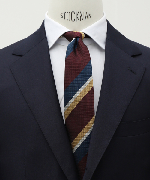 EDIFICE(エディフィス)の「PB レジメンタルストライプタイ(ネクタイ・メンズ・ネイビー/グリーン/ボルドー・FREE)」の1枚目の写真