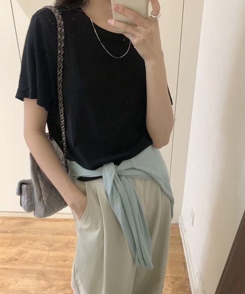 BANICO（バニコ）の「【Banico】クルーネック半袖ニットTシャツ (SS)（Tシャツ/カットソー・レディース・ホワイト/グレー/ブラック/ベージュ・FREE）」の10枚目の写真