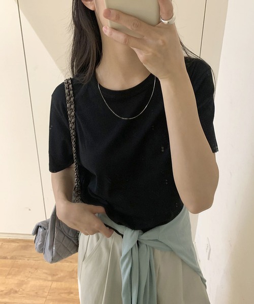 BANICO（バニコ）の「【Banico】クルーネック半袖ニットTシャツ (SS)（Tシャツ/カットソー・レディース・ホワイト/グレー/ブラック/ベージュ・FREE）」の11枚目の写真