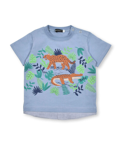 BeBe（ベベ）の「ジャングルアニマルプリントレイヤード風Tシャツ(80~90cm)（Tシャツ/カットソー・キッズ・イエロー/ブルー・80ｃｍ/90cm）」の3枚目の写真